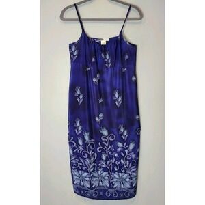 VTG 90s Y2K California Concepts Maxi Dress Sz 16 Blue Floral Resort Satin